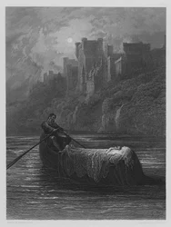 Der Körper von Elaine auf dem Weg zum Palast von König Artus